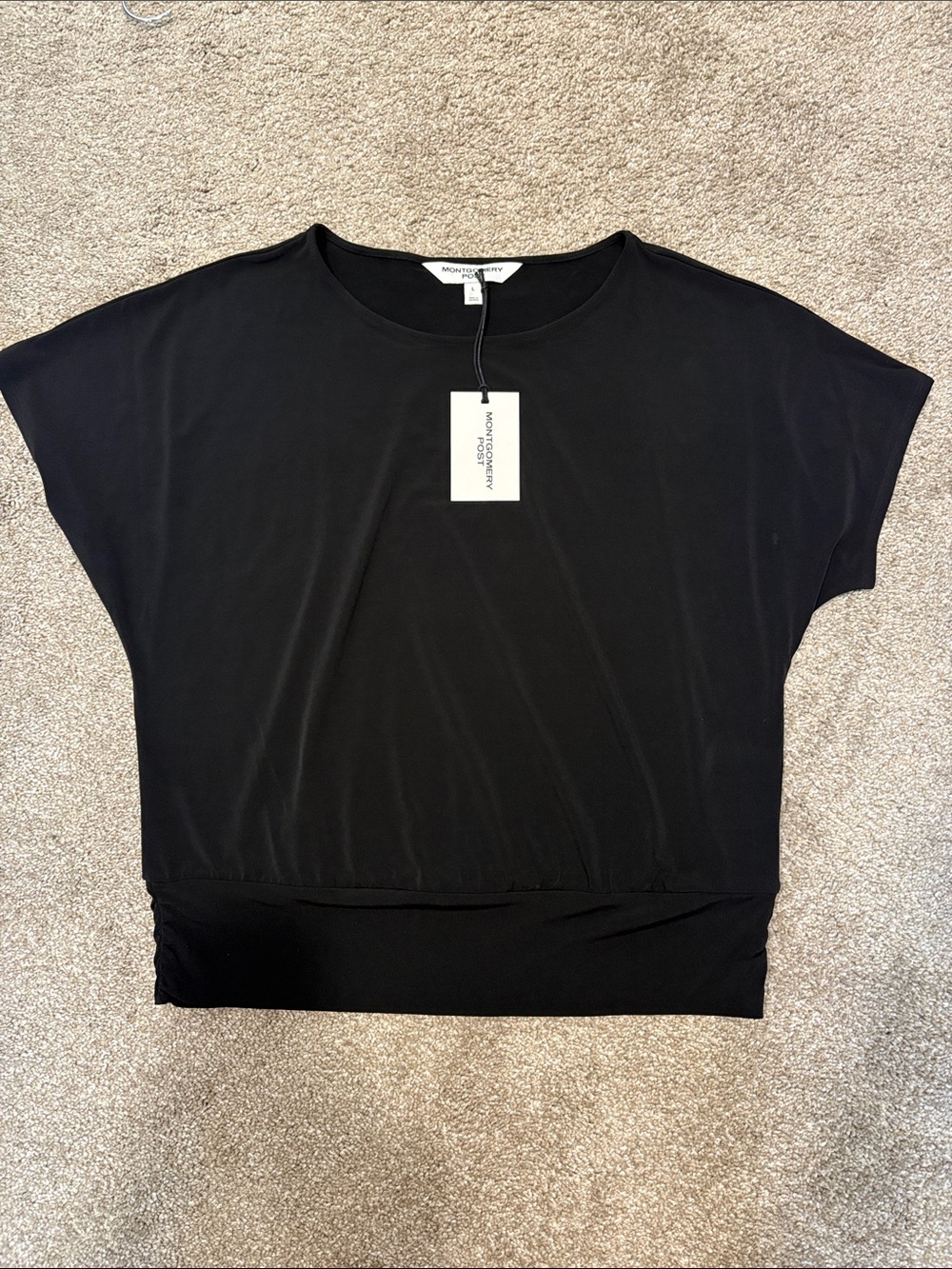Black Short Sleeve Dolman Top by Montgomery Post